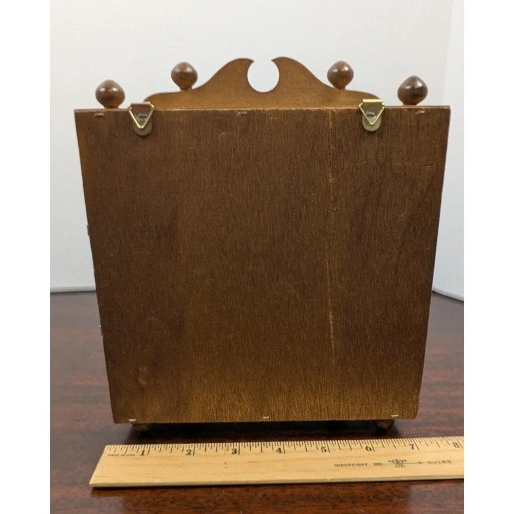 Vintage Miniature Wood Curio Display Cabinet Glass Door Wall Shelf Shadow Box
